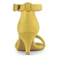thumbnail image 2 of BLISSFUL STEP Women's Shoes Faux Suede Ankle Strap Kitten Heel Slide Straps Solid Sandals  Yellow 7, 2 of 8