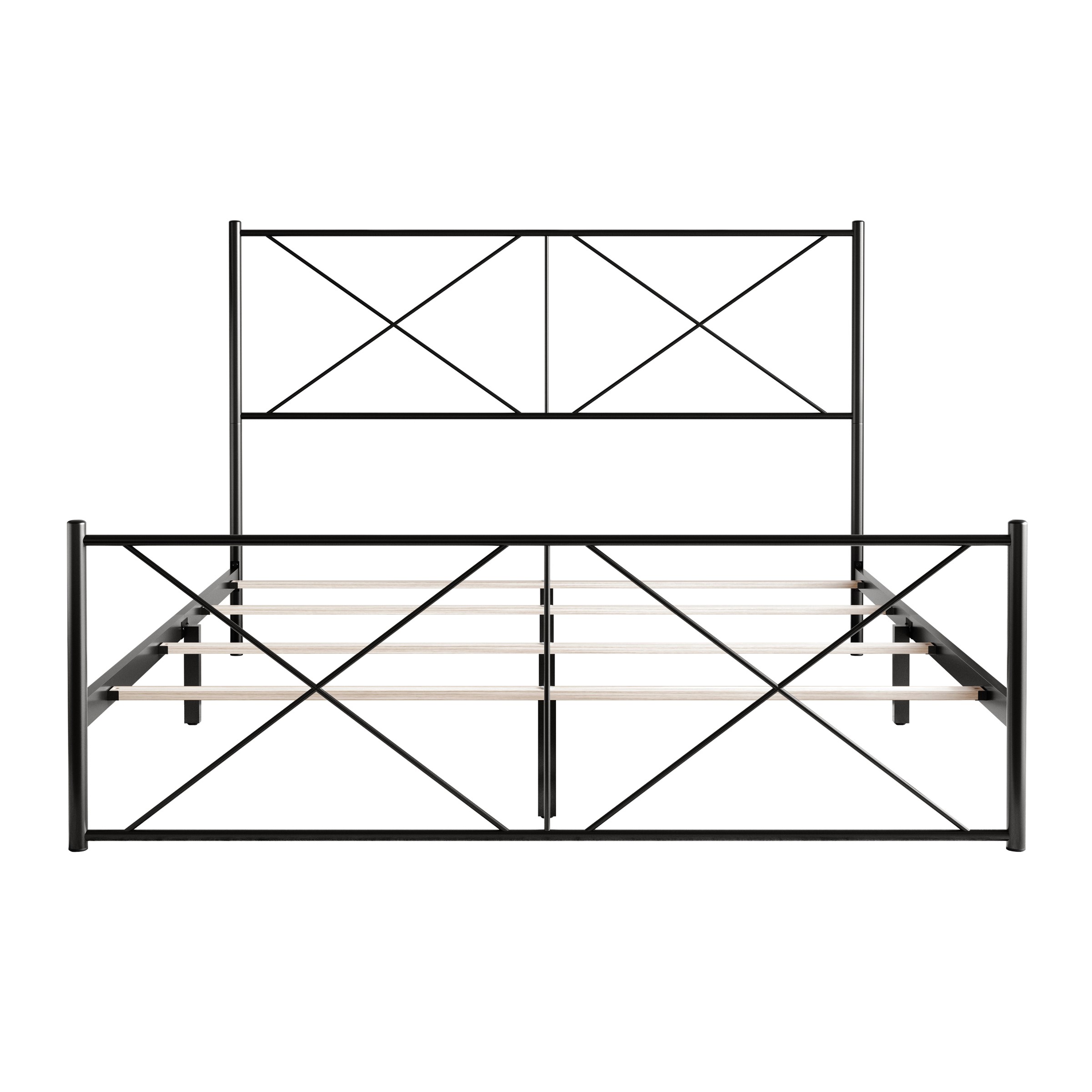Home Design Sturgis Twin Metal Bed Frame for Adult Bedroom, Platform Style, Black