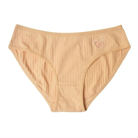 Scyoekwg Women s Cotton Underwear Low Waisted Underwear Knickers Ladies Underpants Solid Color Stretchy Comfort Hipster Panties (Beige S)