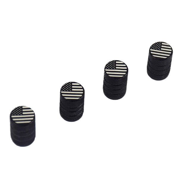 Bandera estadounidense . UU. - Tapas de vástago de válvula de llanta de neumático - Aluminio Negro