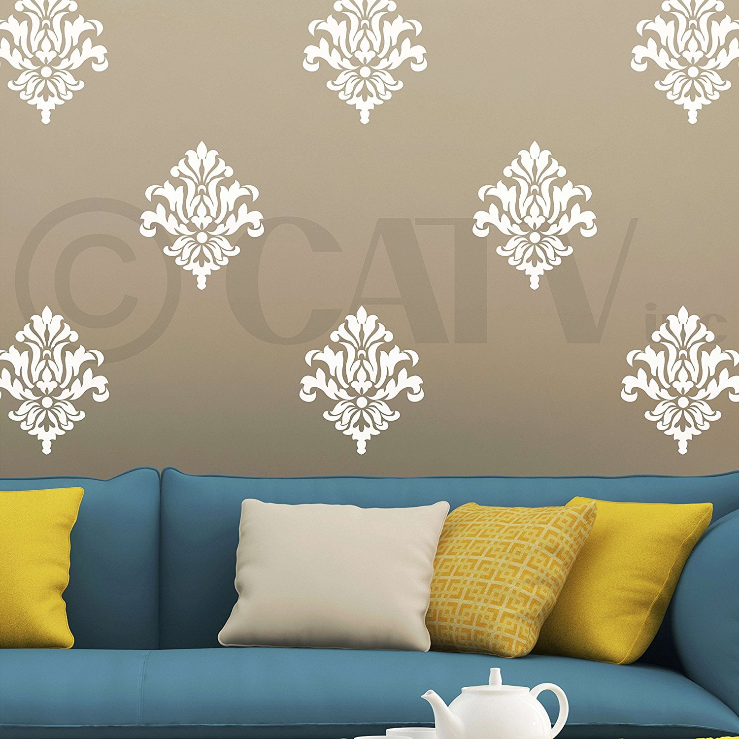 Damask set of 12 Vinyl Lettering Wall Decal Pattern Stickers (Each