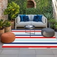 thumbnail image 2 of Blue Red Striped Outdoor Rug for Patio/Deck/Porch, Non-Slip Large Area Rug 6 x 9 Ft, Farmhouse Stripes Simple Art Indoor Outdoor Rugs Washable Area Rugs, Reversible Camping Rug Carpet Runner, 2 of 8