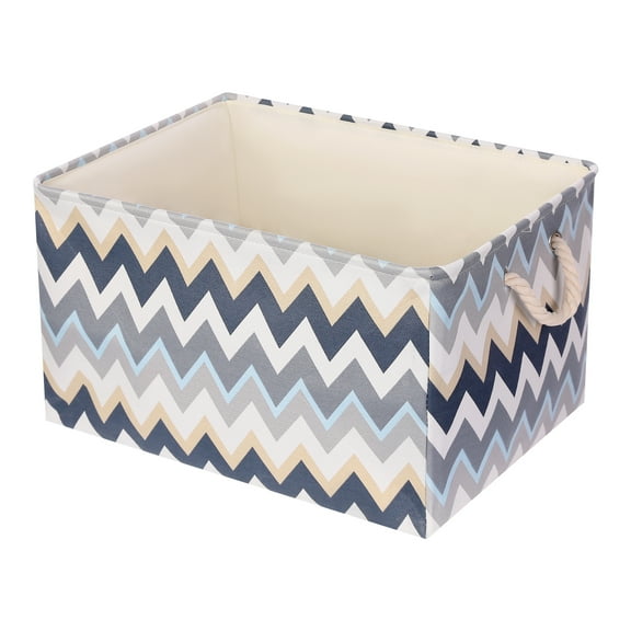 Unique Bargains Fabric Storage Cube Storage Bin Storage Basket Blue 19.5*16*12in