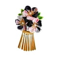 thumbnail image 2 of Tocado tipo kimono, qipao japonés, adornos de primavera, borlas y pinzas para el pelo. Negro, 2 of 9