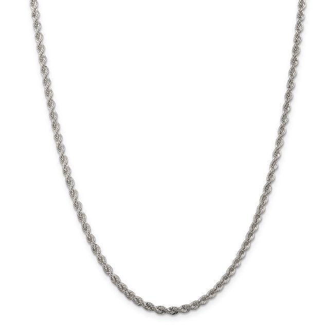 Sterling Silver 3.0mm Solid Rope Chain (Weight: 7.13 Grams, Length: 10 Inches)