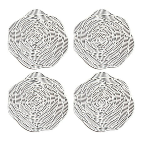 

SUKIY 4pcs rose Placemats PVC Waterproof And Oil-proof Bronzing Placemat Decor