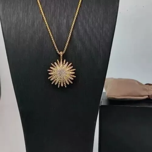 2.50Ct Round Cut Lab Created Diamond Starburst Pendant 14k Yellow Gold Plated