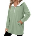 thumbnail image 4 of Half Zip Oversized Hoodies for Women Long Sleeve Loose Sweatshirts Pullover Casual Hooded Tunic Tops with Pocket, 4 of 6