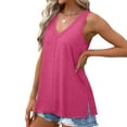 thumbnail image 6 of Tank Tops Tank Tops for Women Women Tank Top Tank Top for Women Women's Solid Color V-neck Cover Side Slit Casual Fashion Hot Pink S, 6 of 7