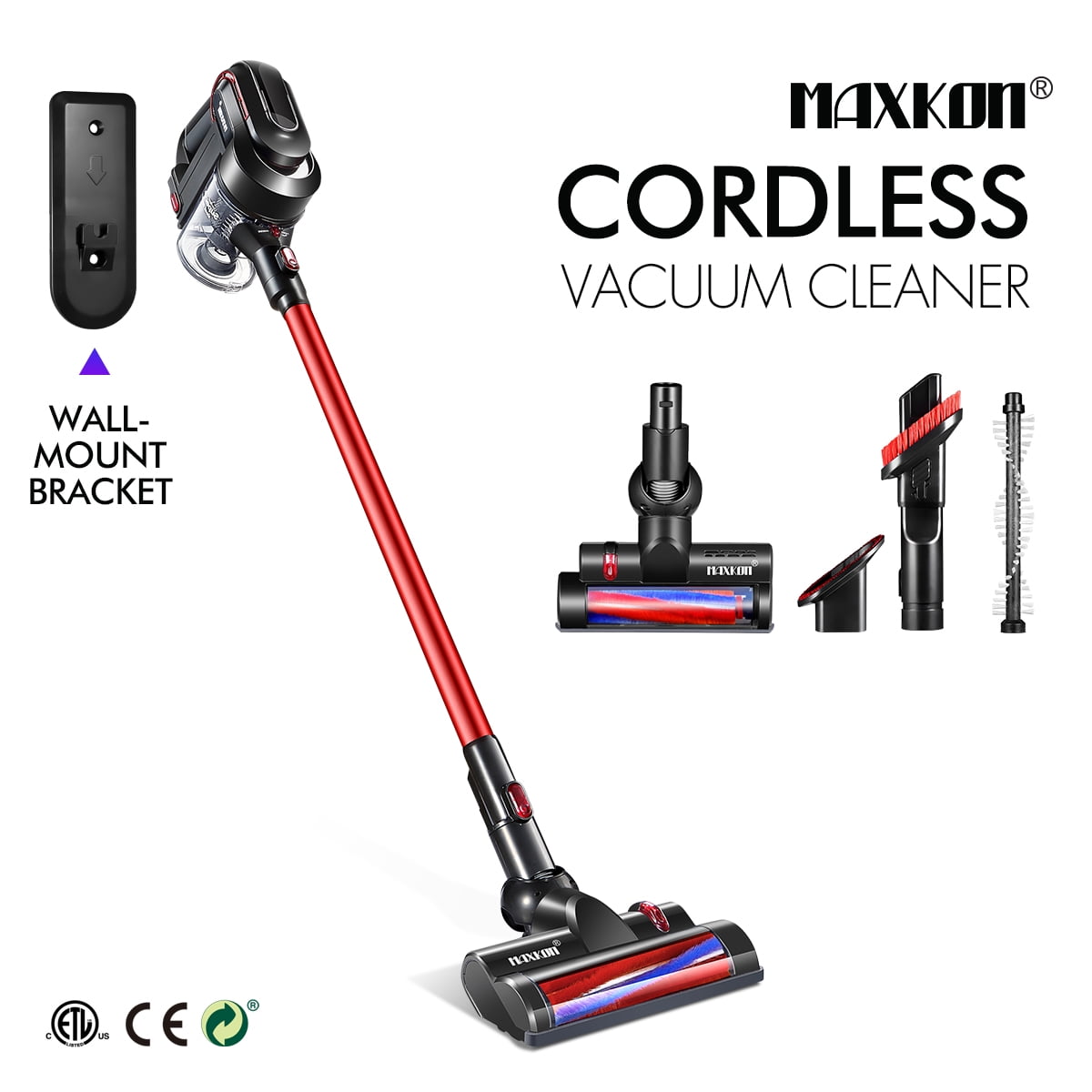 Senli Lightweight High Efficiency Powerful Digital Motor Brushes,LED Portable 4 in 1 Stick Vacuums & Electric Brooms for Household Floors Curtains Sofas Etc Handheld Cordless Vacuum Cleaner 