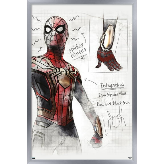 Marvel Spider-Man: No Way Home - Sketches Wall Poster, 14.725" x 22.375" Framed