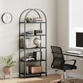 thumbnail image 3 of Jojoka Bookshelf 5 Tier Bookcase Arched Display Racks Tall Standing Bookshelves Metal Frame Open Storage Rack Shelf Large Black Book Shelf for Bedroom, Living Room, Home Office,Black, 3 of 7