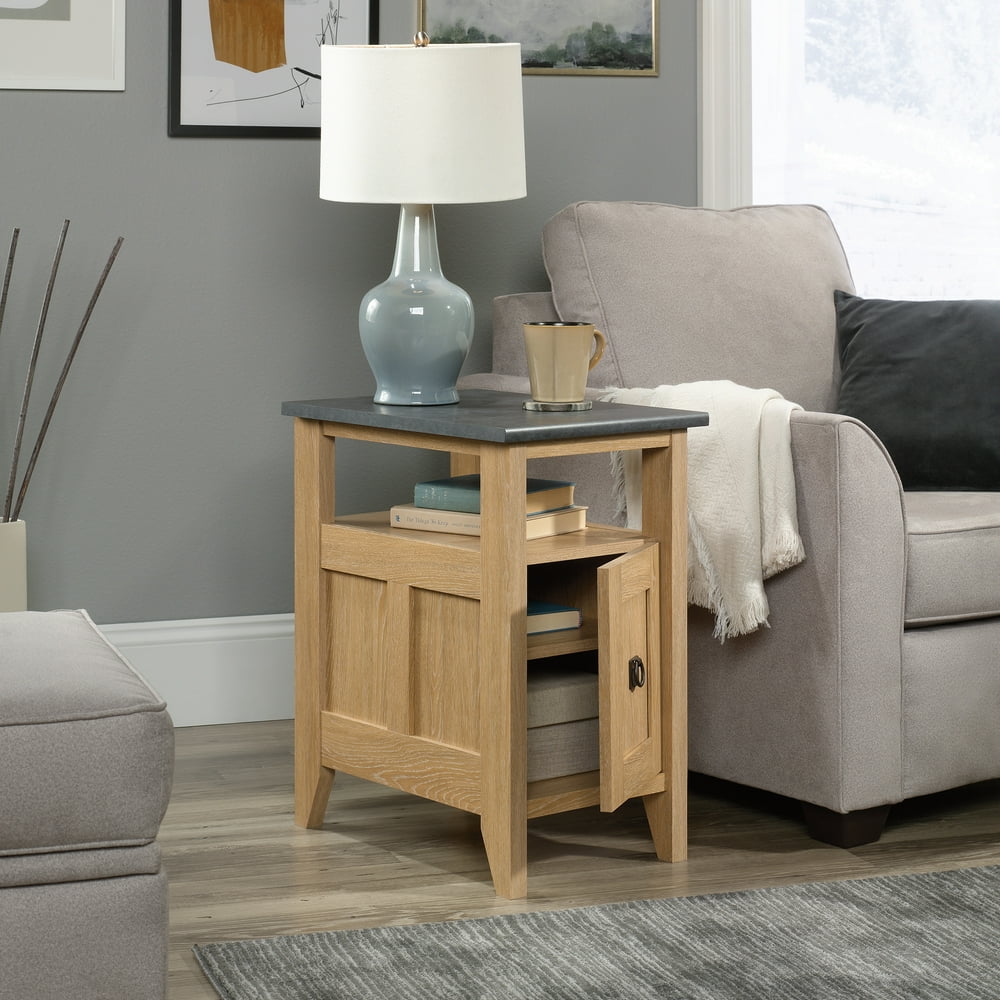 Sauder August Hill End Table, Drawer Included, Dover Oak/Black