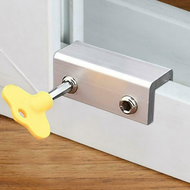 WREESH Window Locks, Sliding Window Locks For Office Home With Security Lock Yellow Key, Window Stoppers For Vertical & Horizontal Sliding Windows Clearance