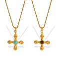 thumbnail image 2 of PRIYAL 18K Gold Plated Cross Necklace, Vintage Dainty Turquoise Gemstone Pendant Necklace, Jewelry Gift for Women, 2 of 7