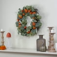 thumbnail image 2 of Northlight Maple and Fern Leaves with Pumpkins Artificial Wreath, Orange 24-Inch, 2 of 3