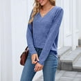 thumbnail image 4 of Women's Tops Plus Size 2X Solid Color Blouses Long Sleeved V-Neck Pullover Casual Fashion Top, 4 of 8
