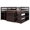 thumbnail image 4 of GZXS Low Study Full Loft Bed with Cabinet ,Shelves and Rolling Portable Desk ,Multiple Functions Bed- Espresso, 4 of 9