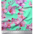 thumbnail image 1 of Soimoi Modal Satin Fabric Bird & Orchids Flower Printed Fabric 1 Yard 42 Inch Wide, 1 of 3