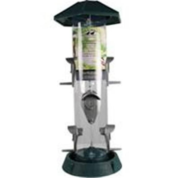 North States Industries 061089 2-In-1 Hinged-Port Bird Feeder, Green And Clear- 1.75 lbs.