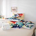thumbnail image 6 of Feelyou Cartoon Cat Bedding Comforter Set 7pcs, Japanese Ocean Waves Queen Bedding Sets, 6 of 8