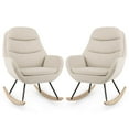 thumbnail image 1 of Costway 2 PCS Upholstered Rocking Chair with Padded Backrest & Seat Rubber Wood Feet, 1 of 10
