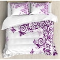 thumbnail image 3 of Mauve Duvet Cover Set, Classic Twiggy French Styled Lilium Floral Branch Swirls Design Art Print, Decorative 2 Piece Bedding Set with 1 Pillow Shams, Twin Size, Violet, by Ambesonne, 3 of 3