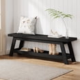 thumbnail image 6 of Finmind 55" Wood Entryway Bench with Shoe Storage, 2-Tier Narrow Hallway Shoe Seating Bench for Entryway, Bedroom, Mudroom, Black, 6 of 10