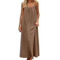 thumbnail image 4 of XIAOCHA Eyelet-Embroidered Maxi Dress for Women Spaghetti-Strap Scoop-Neck Summer Beach Tunic Gown, 4 of 8