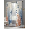 thumbnail image 4 of Summer Ocean Sheer Curtains 2 Panels Set Vintage Nautical Sea Watercolor Orange Blue Starfish Corals Sheer Window Curtains Light Filtering Rod Pocket Voile Drapes for Bedroom Living Room 52"X96", 4 of 8