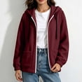 thumbnail image 5 of WIZUTIZ Women's Solid Color Zip Up Hoodie Drawstring Hood Pockets Long Sleeve Casual Jacket Lightweight Fall Spring Outerwear, 5 of 7