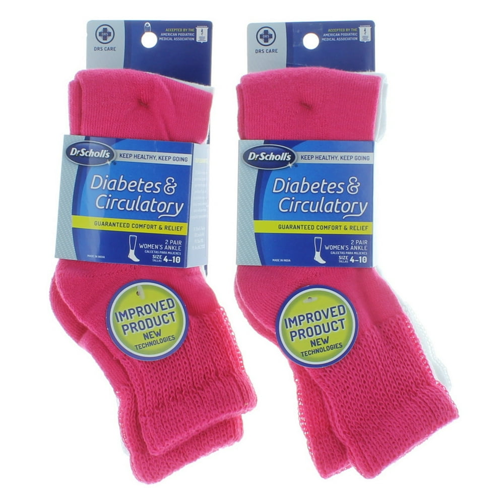 Dr. Scholl's 4 Pairs Diabetic & Circulatory Pink and White Women's
