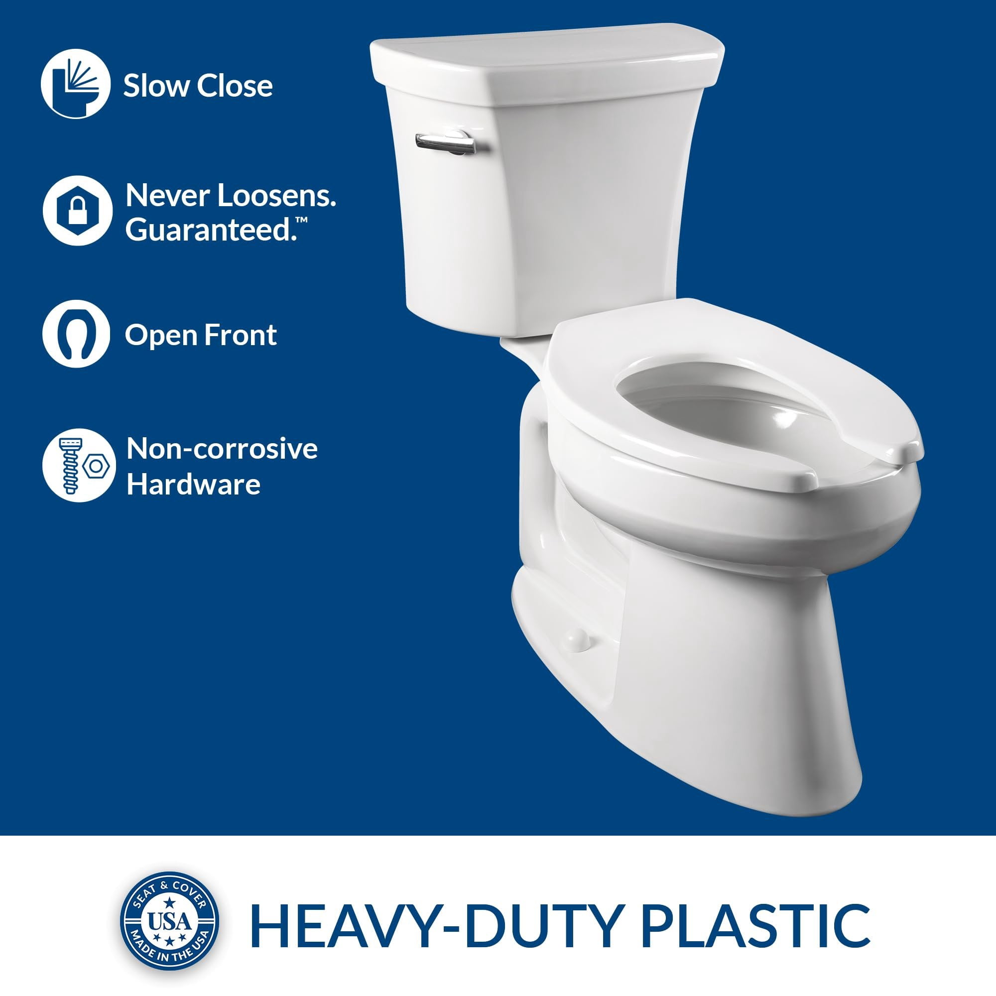 Church 295SSCT Commercial Plastic Elongated Toilet Seat, Available in Various Colors