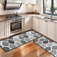 thumbnail image 3 of Kitchen Rugs Sets Of 2,Black and White Geometric Quatrefoil Pattern Anti Fatigue Kitchen Mat Rugs Non Slip Washable,Decorative Kitchen Floor Mats for Kitchen,Sink,Laundry,17"x47"+17"x47", 3 of 5