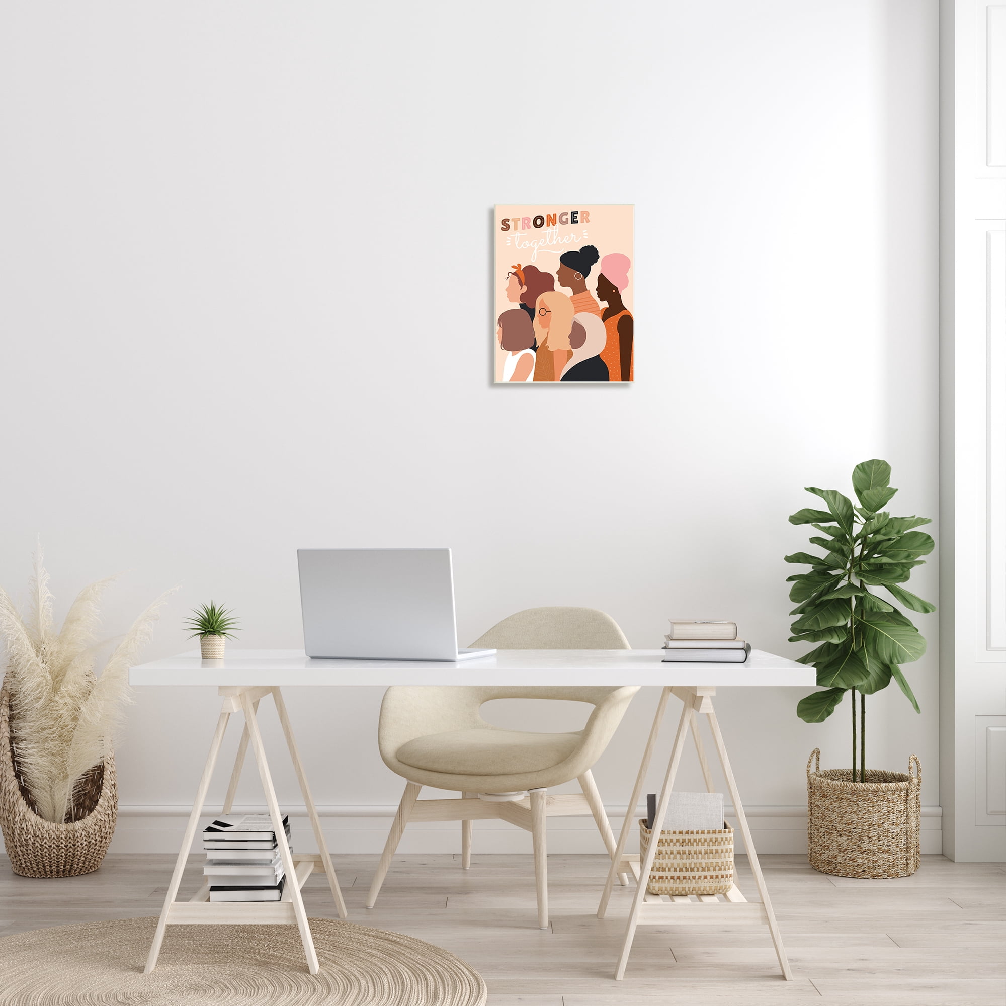Stupell Industries Stronger Together Inclusive Phrase Group of Women Inspirational Painting Unframed Art Print Wall Art, 13 x 19