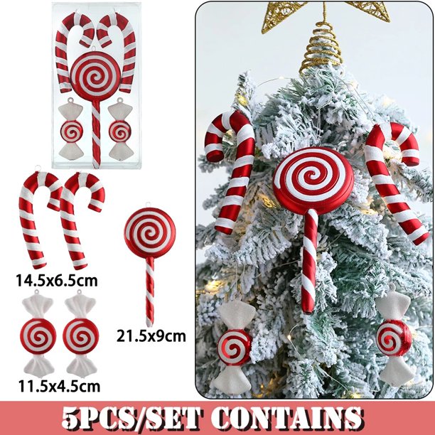 Mezcla de bastones de caramelo de Navidad, bolas de árbol de Navidad, adorno colgante, decoración del hogar, 2023