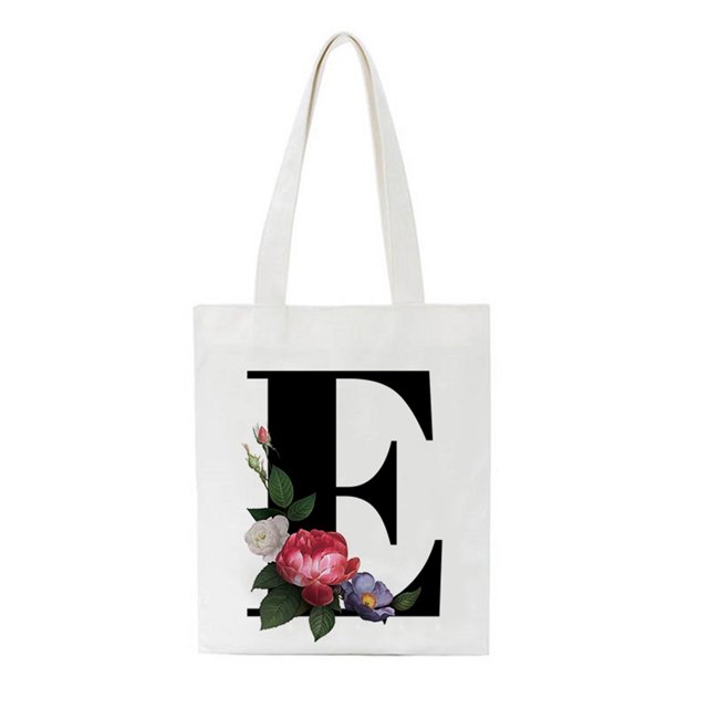 Bolsa de asas con inicial personalizada Regalo de acuarela floral para su carta Bolsa de tela Wmkox8yii HFSH57