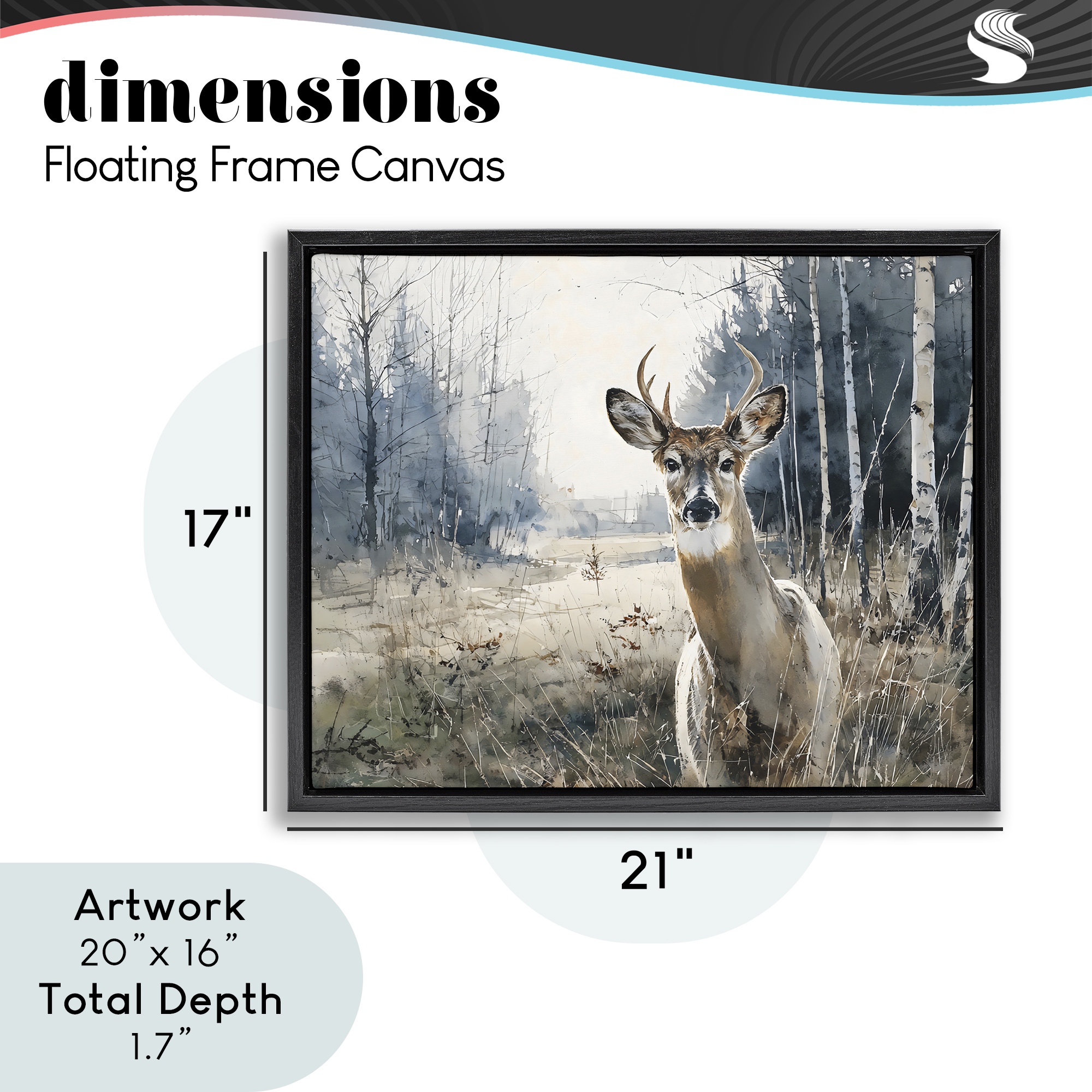 Stupell Industries Deer in Winter Wilderness Black Framed Floater Canvas Wall Art, design by Franklyn Gregory