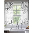 thumbnail image 2 of Grey Sheer Curtains 63 Inch Length 2 Panels Set - Light Filtering Window Treatments, Eucalyptus Leaves Rod Pocket Semi Curtains for Living Room/Bedroom/Kitchen Décor, 104"W x 63"L, 2 of 7