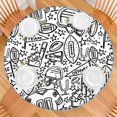thumbnail image 2 of Black White Football Elements Pattern Round Fitted Tablecloth with Elastic Edge,Dining Table Cover Waterproof,Outdoor Round Tablecloth for Camping,Dining,Indoor and Outdoor, 2 of 7