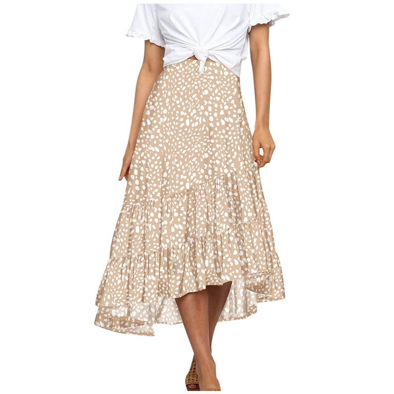 Ruimatai Womens Skirt Clearance Summer Women Fashion Floral High Waist Mini  Skirt Chiffon Zipper A-Line Short Skirt