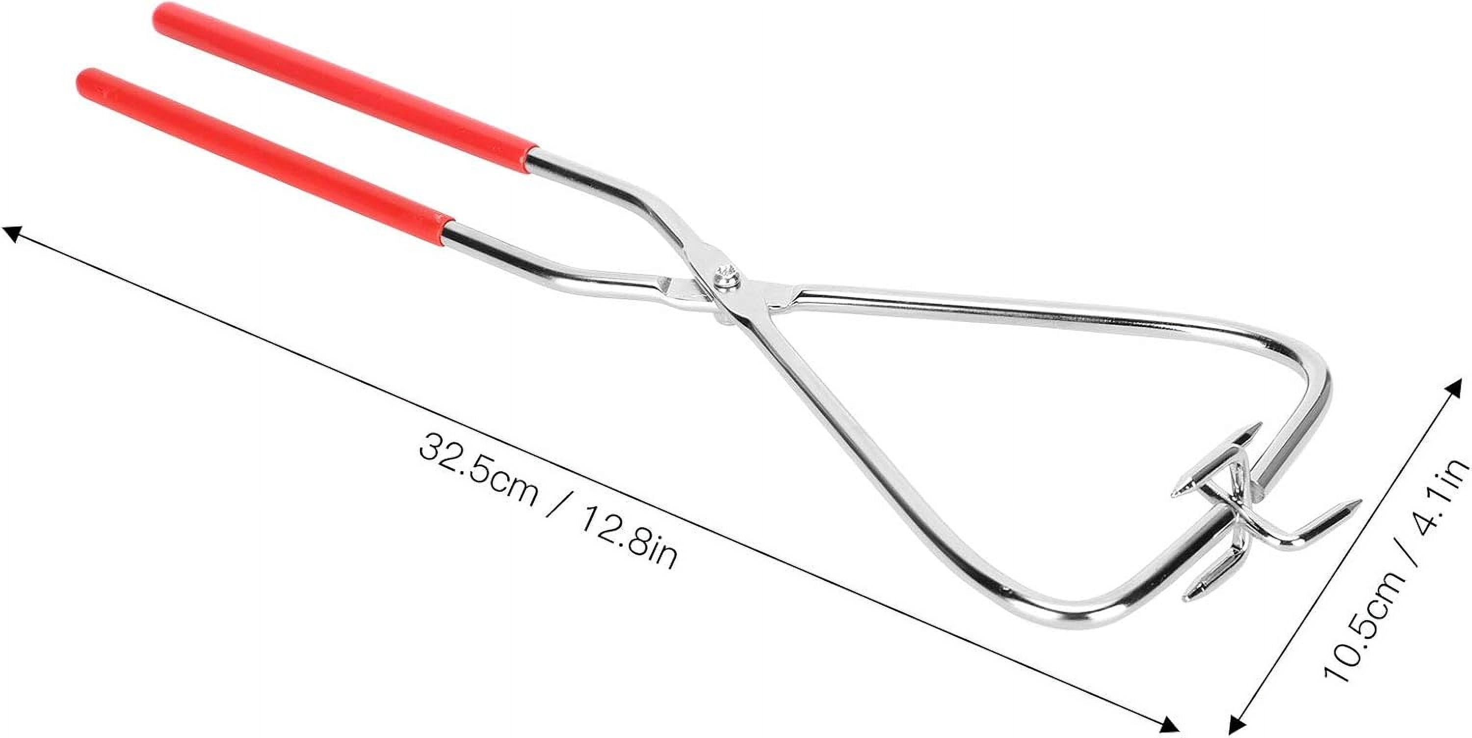 ABCISI 2Pcs Dipping Tongs Glazing Tools, 12.8in Long Ceramic Glazing Tongs, Stainless Steel Pottery Clay Glaze Clamps Ceramic Glazing Tools with Rubber Handle for Kiln Clay