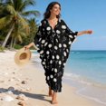 thumbnail image 5 of Xixirimido Daisy Flower Black Print Women Kaftan Dresses Plus Size Beach Cover Up Deep V-Neck Batwing Sleeves Swimsuit Coverups Summer Caftan Dress, 5 of 7