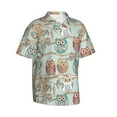 thumbnail image 2 of Hawaiian Shirt For Men, Cute Owl Mens Button Down Short Sleeve Shirt, Summer Beach Shirts For Men, 2 of 2