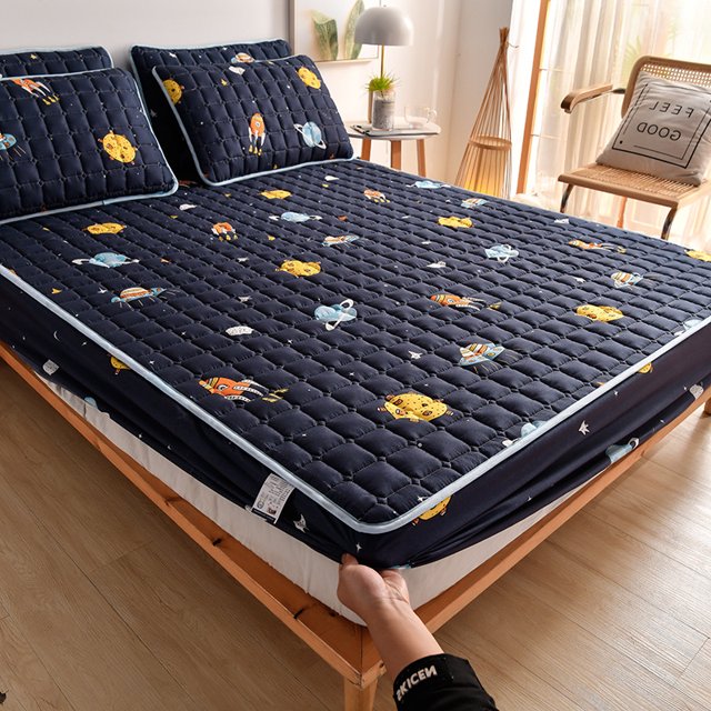 Nouvelle Arrivée Housse de Matelas Matelassée Anti-Acariens Douce Ponçage Simple Grand Tout Compris Housse de Lit Matelassée Non Incluse Taie d'Oreiller
