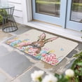 thumbnail image 2 of Bunny Easter Doormat Outdoor Entrance 20"x31.5", Pink Blue Eggs Tulips Floral Rabbit Rustic Absorb Moisture Dirt Door Mats, Non-Slip Rubber Backing Floor Mats Indoor, Low-Profile Front Door Rugs, 2 of 9