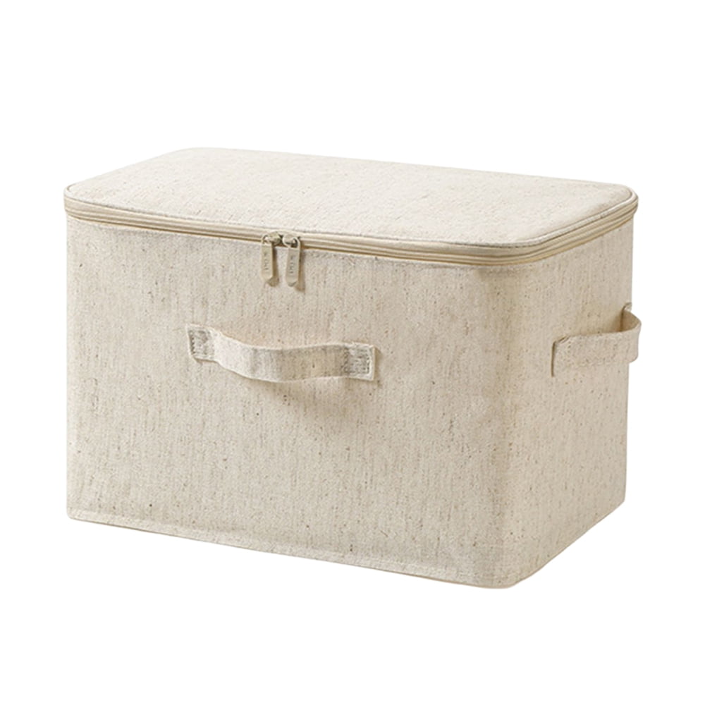 Linen Fabric Storage Box Cube Double Zipper Closure Storage Box for  Comforters Bedding and Toys - Large 