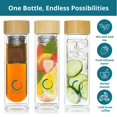 thumbnail image 4 of Botella infusora de té Pure Zen, botella de vidrio aislante para té de hojas sueltas, vaso de té con infusor, taza de viaje portátil para agua infundida, termo difusor de té para llevar, 15 onzas, 4 of 7