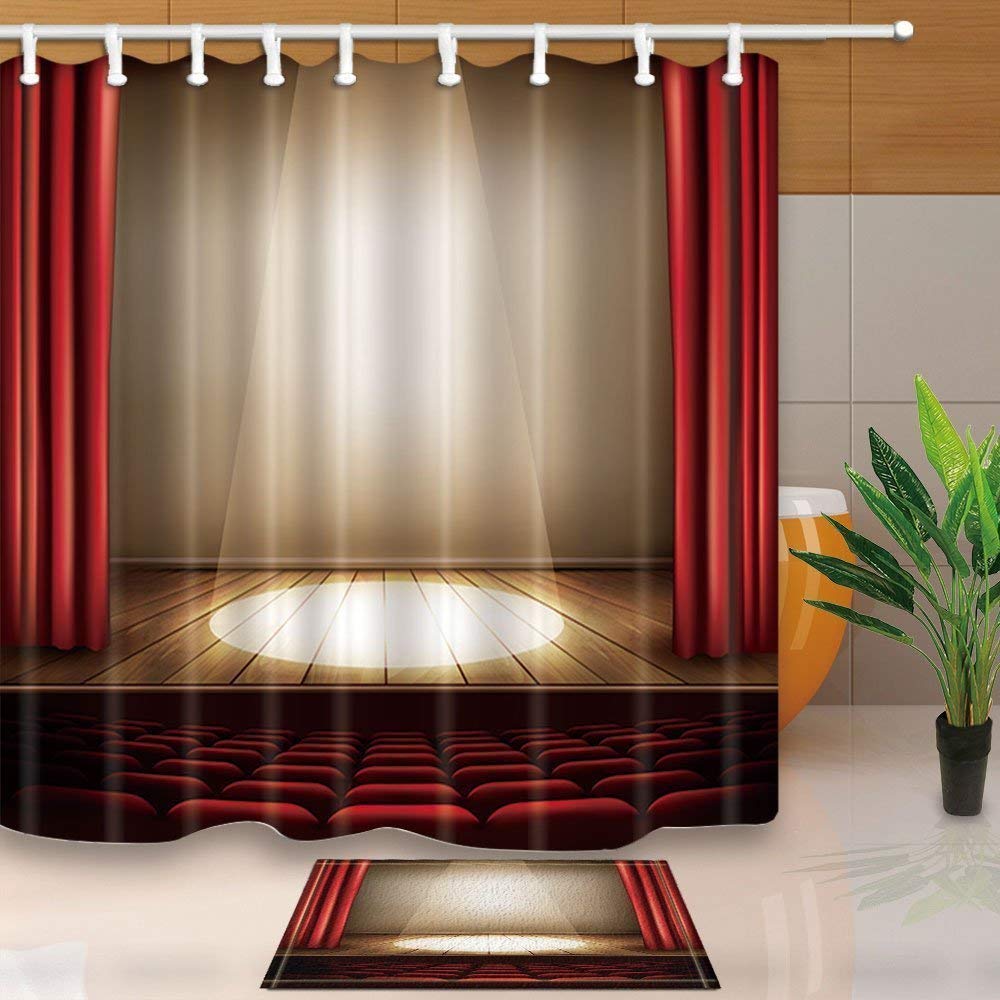 Artjia Seats And Spotlight Decor A Theater Stage With A Red