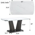 thumbnail image 4 of 63" Modern Style 6-Piece Dining Table With 4 Chairs & 1 Bench, Table With Marbled Veneers Tabletop And V-Shaped Table Legs (White), 4 of 5